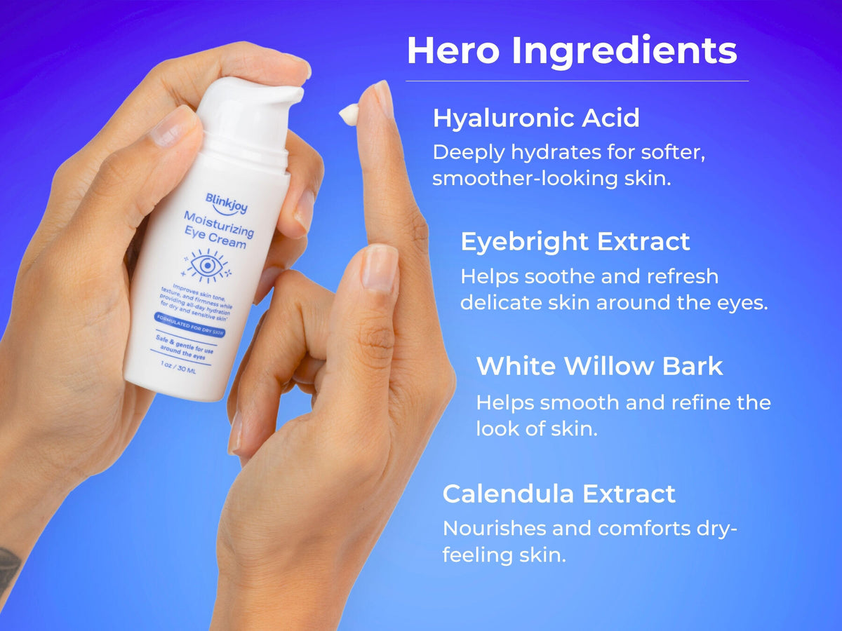 Moisturizing eye cream formulated for dry irritated sensitive eyes and skin