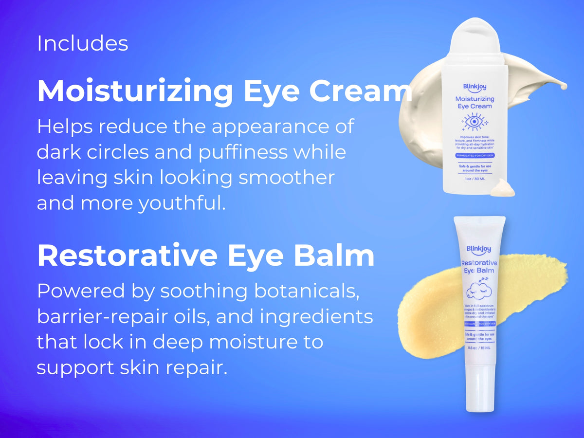 restore dry tired eyes with balm and moisturizing cream designed for dry skin and irritated eyes