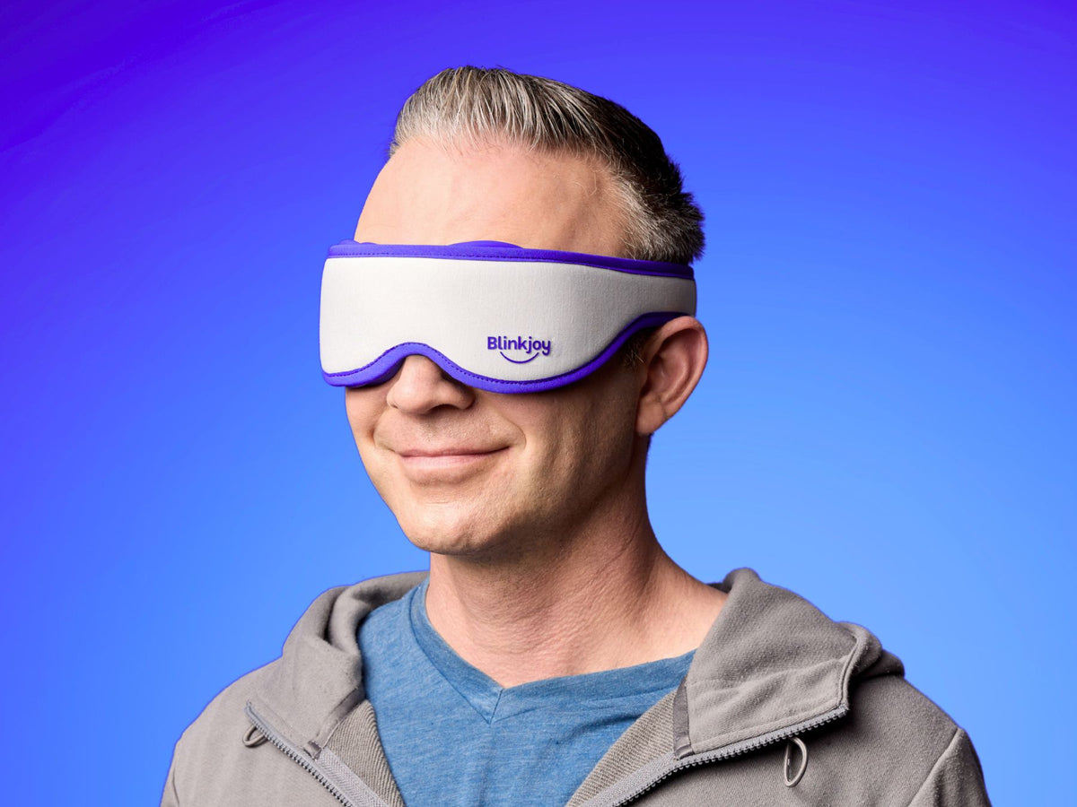 Person sleeping comfortably with Blinkjoy Sleep Mask