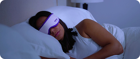 Person sleeping with a Blinkjoy eye mask